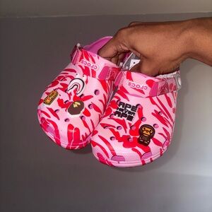 CROCS Pink and Red Graphic Clogs